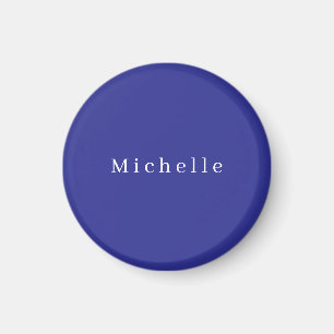 Deep Blue Colour Plain Modern Own Name Minimalist Magnet