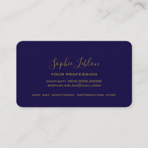 Deep-Blue Contact-Card handwritten-font Calling Card