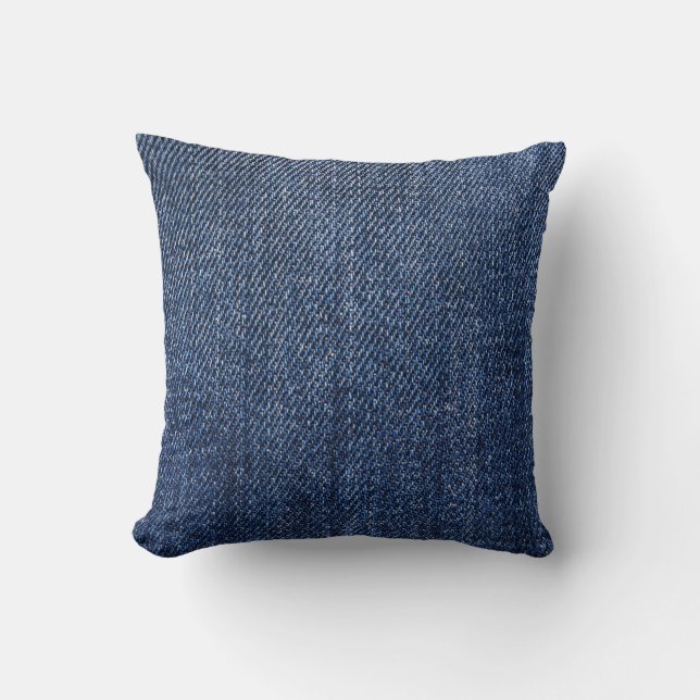 Deep Blue Denim Throw Pillow (Front)