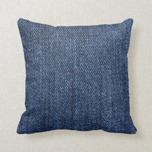Deep Blue Denim Throw Pillow