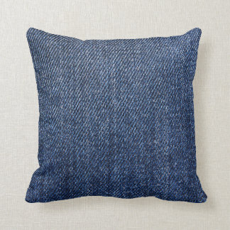Deep Blue Denim Throw Pillow