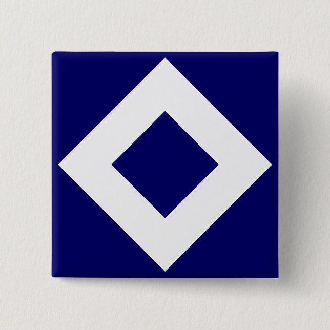 Deep Blue Diamond, Bold White Border 2 Inch Square Button (Front)