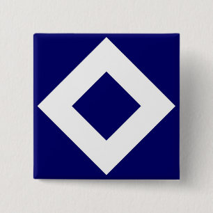 Deep Blue Diamond, Bold White Border 2 Inch Square Button