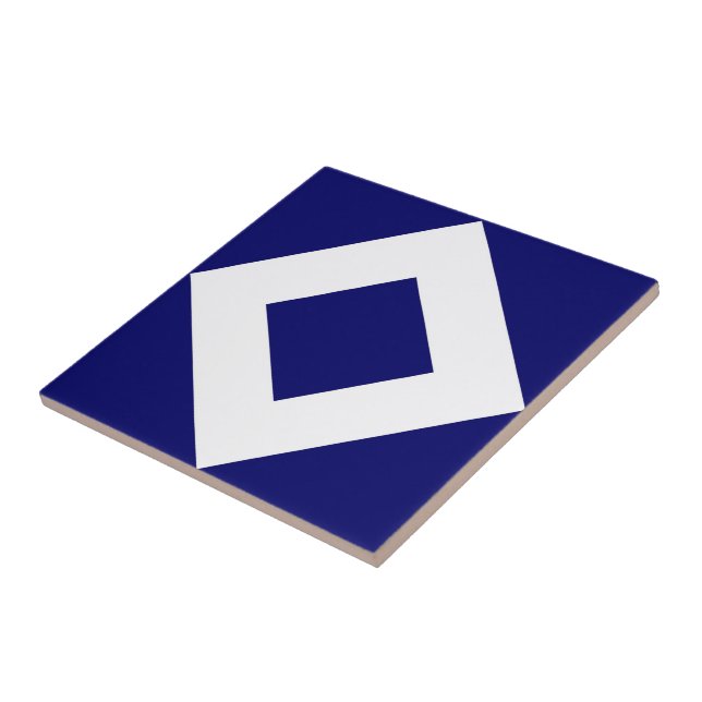 Deep Blue Diamond, Bold White Border Tile (Side)