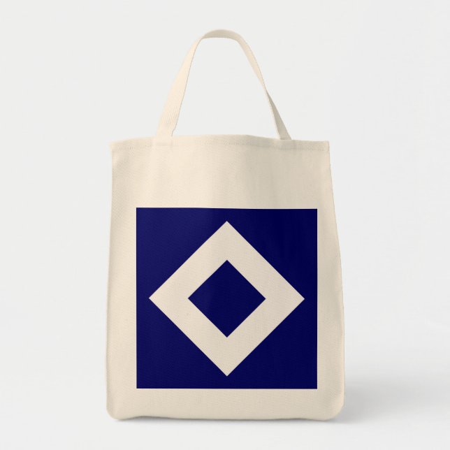 Deep Blue Diamond, Bold White Border Tote Bag (Front)
