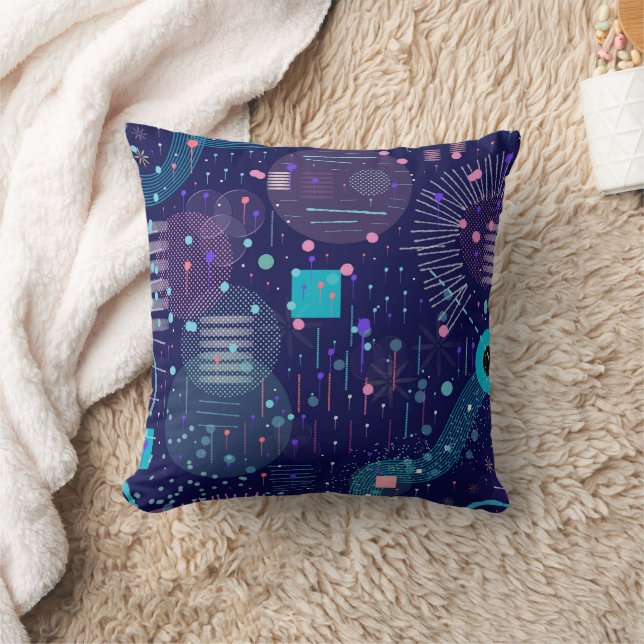 Deep Blue Dreams Abstract Art Throw Pillow (Blanket)