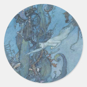 Deep Blue Dreams Vintage Mermaid Sticker
