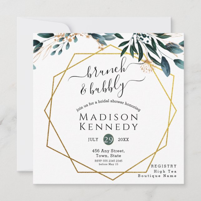 Deep Blue Floral Elegant Fall Wedding Invitation (Front)