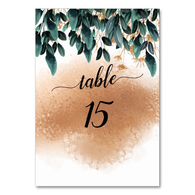 Deep Blue Floral Elegant Fall Wedding Table Number (Front)