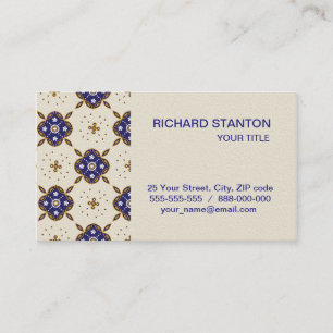 Deep blue flowers pattern business card