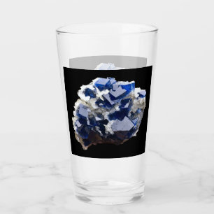 Deep Blue Fluorite Crystal & Flake Calcite Glass