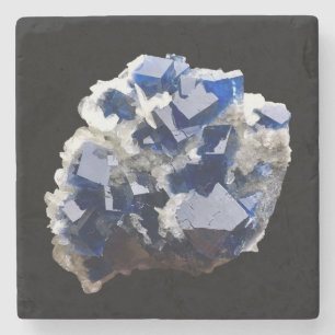 Deep Blue Fluorite Crystal & Flake Calcite  Stone Coaster