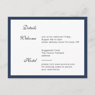 Deep blue Frame. Modern elegant wedding details Enclosure Card
