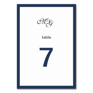 Deep blue Frame. Modern stylish wedding Table Numb Number
