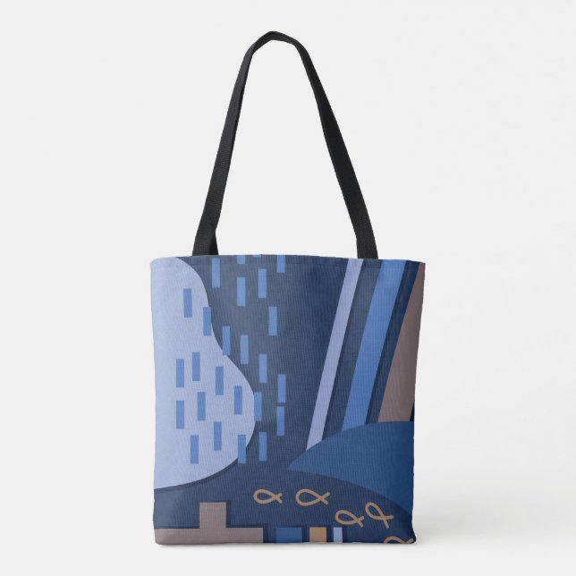 Deep Blue Geometry Tote Bag (Back)
