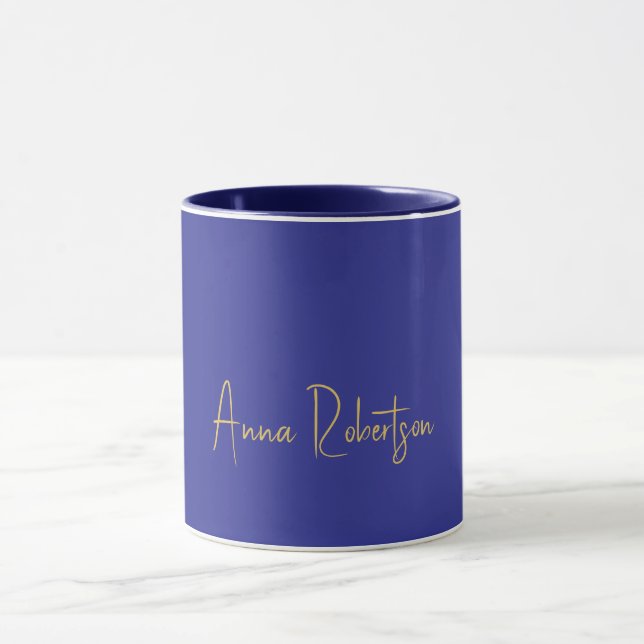 Deep Blue Gold Colours Professional Calligraphy Mug (Center)