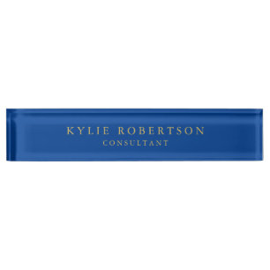 Deep Blue Gold Colours Professional Trendy Modern Nameplate