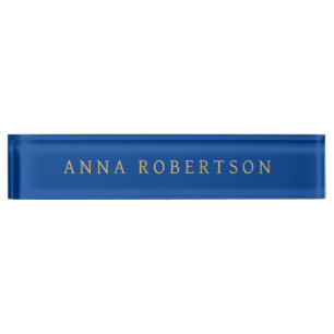 Deep Blue Gold Professional Trendy Minimalist Chic Nameplate