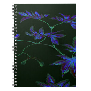 Deep Blue & Green Japanese Floral Notebook