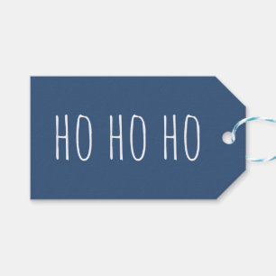 Deep Blue HO HO HO Christmas   Navy Holiday Santa Gift Tags