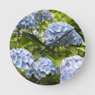 Deep Blue Hydrangeas Round Clock