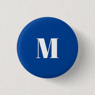 Deep Blue Initial Letter Monogram Modern Stylish 1 Inch Round Button