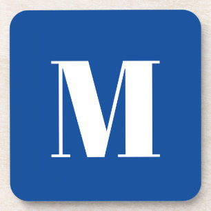 Deep Blue Initial Letter Monogram Modern Stylish Coaster