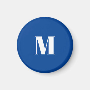 Deep Blue Initial Letter Monogram Modern Stylish Magnet