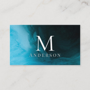Deep blue Masculine Double Monogram Business Card