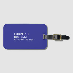 Deep blue minimalist modern plain luggage tag
