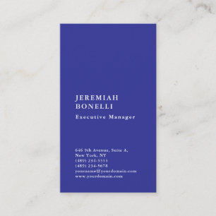 Deep blue minimalist modern premium silk business card