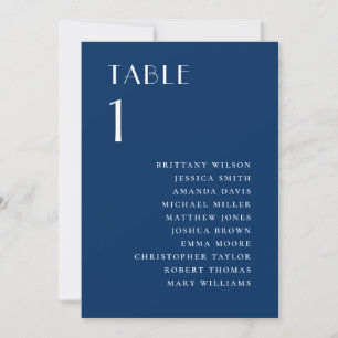 Deep Blue Modern Minimalist Wedding Seating Chart Invitation