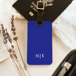 Deep Blue | Modern Monogram Luggage Tag<br><div class="desc">This modern luggage tag design features a bright,  deep blue background,  with your initials in bold white text for a look that is simple and colourful,  yet professional.</div>