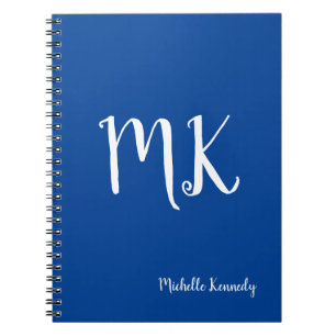 Deep Blue Monogrammed Professional Personalized Notebook