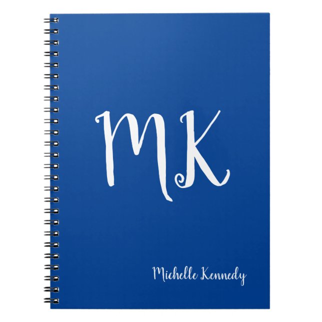 Deep Blue Monogrammed Professional Personalized Notebook (Front)