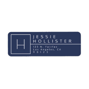 Deep Blue Monogrammed Return Address