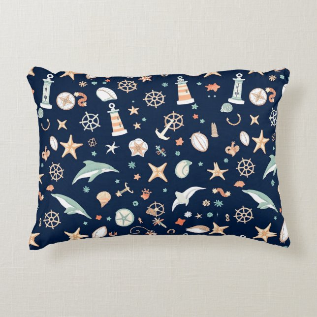 Deep Blue Nautical Throw Pillows (Front)