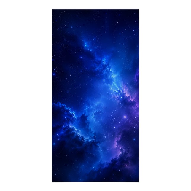 Deep Blue Nebula Galaxy Poster (Front)