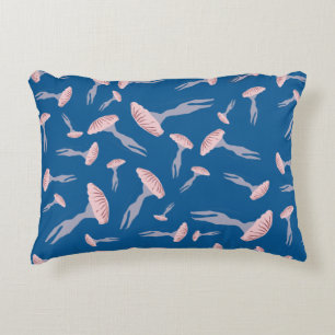 Deep Blue Ocean Jellyfish Pattern Accent Pillow