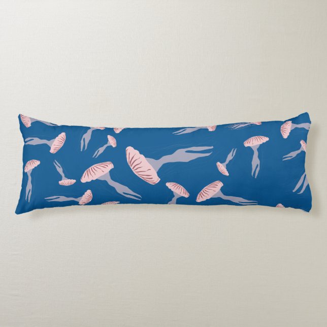 Deep Blue Ocean Jellyfish Pattern Body Pillow (Front)