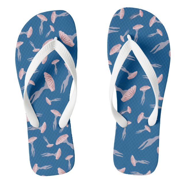 Deep Blue Ocean Jellyfish Pattern Flip Flops (Footbed)