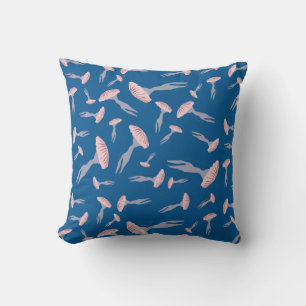 Deep Blue Ocean Jellyfish Pattern Throw Pillow