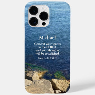 Deep Blue Ocean Photo Christian Bible Verse Name Case-Mate iPhone 14 Pro Max Case
