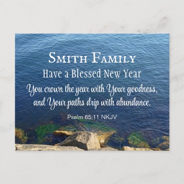 Deep Blue Ocean Photo Christian New Year Biblical Postcard (Front)