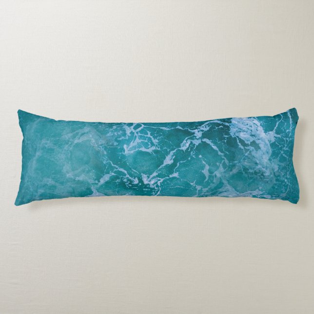 Deep Blue Ocean Waves Body Pillow (Front)
