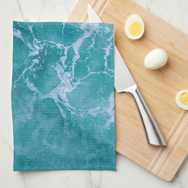 Deep Blue Ocean Waves Kitchen Towel (Quarter Fold)