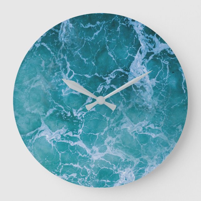 Deep Blue Ocean Waves Large Clock (Front)
