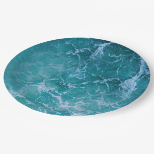Deep Blue Ocean Waves Paper Plate