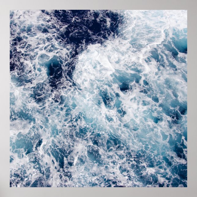 Deep Blue Ocean Waves Photography Poster (Front)