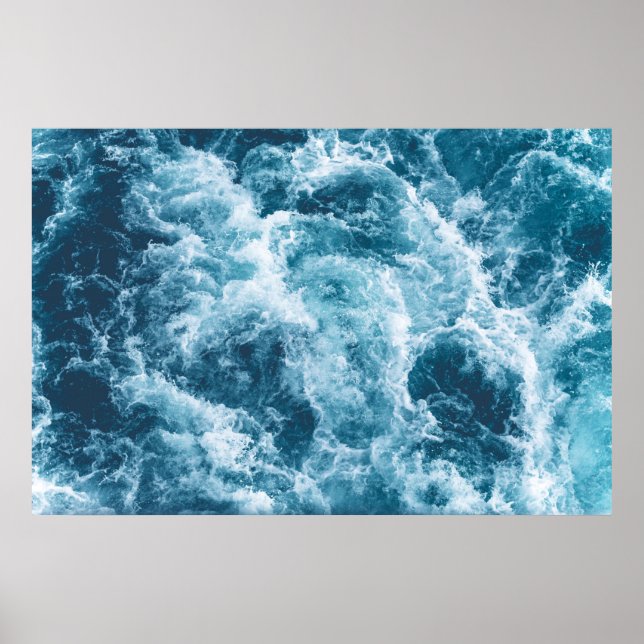Deep Blue Ocean Waves Photography Poster (Front)